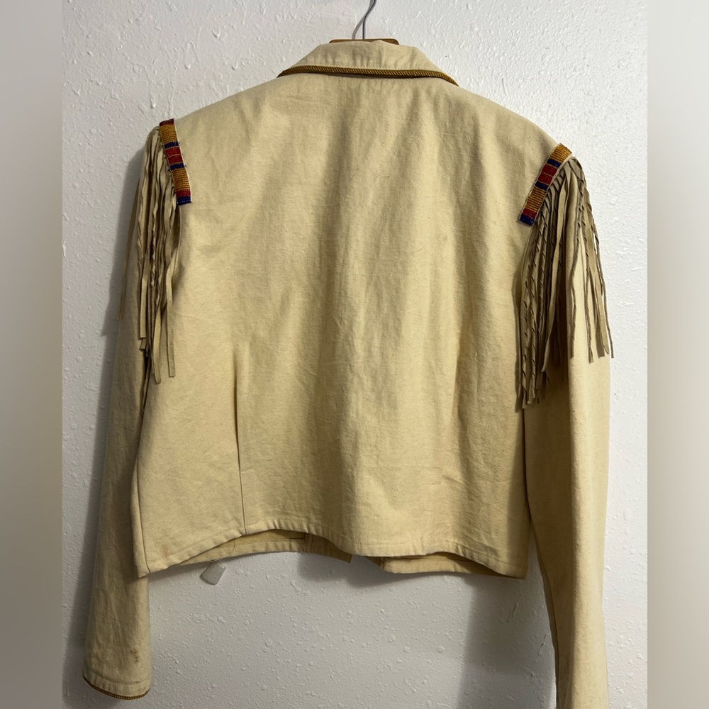 VTG Double D Ranch Cream Fringe Painted Western Jacket - Picture 6 of 17